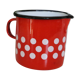 Red enamelled metal milk pot