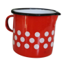 Red enamelled metal milk pot