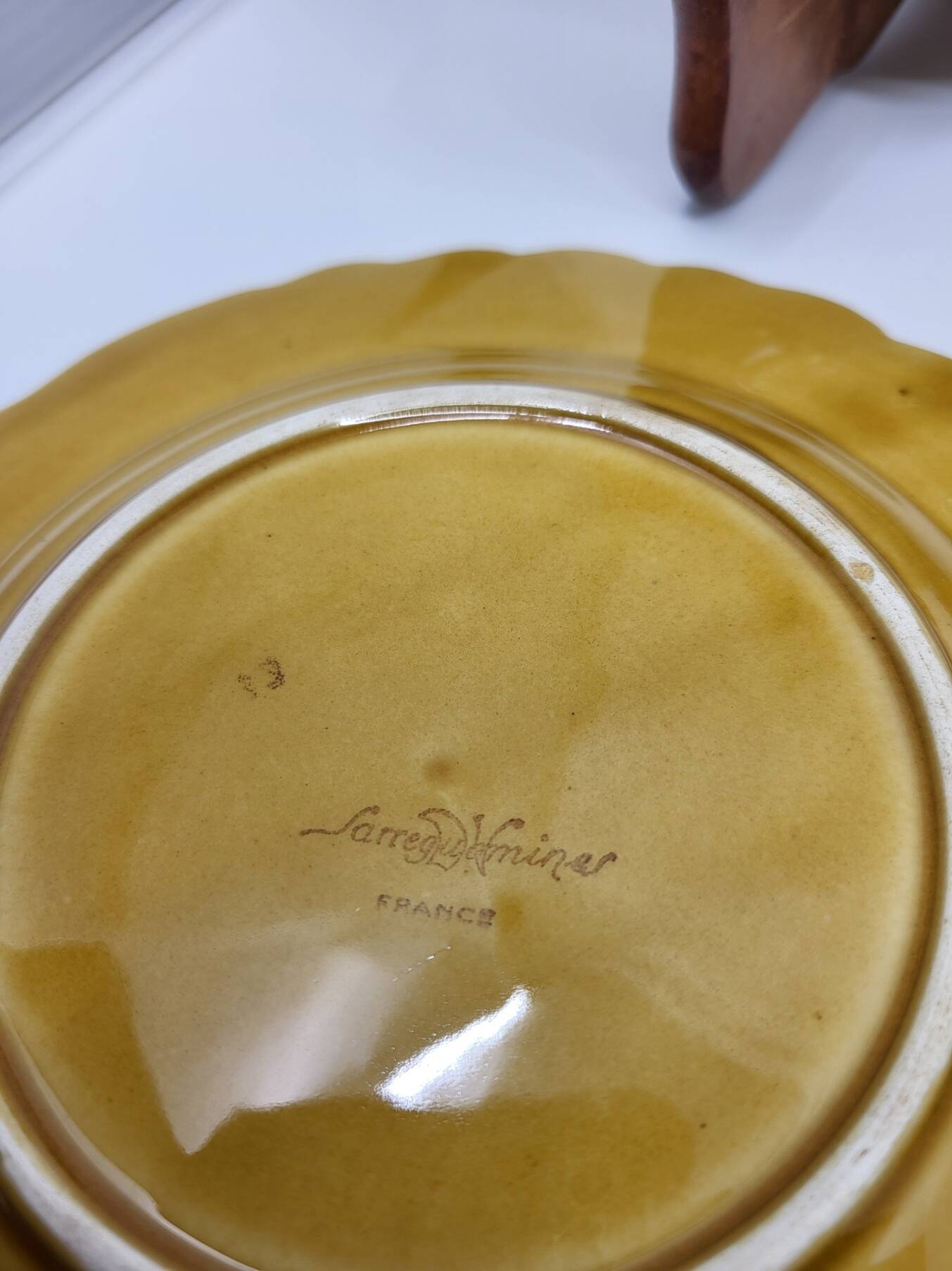 Sarreguemines dessert plates in barbotine with fruit decoration French Vintage