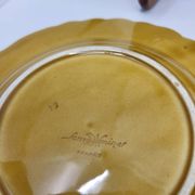 Sarreguemines dessert plates in barbotine with fruit decoration French Vintage