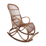 Rocking chair en rotin des années 60