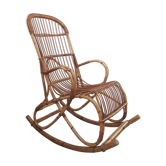 Rocking chair en rotin des années 60