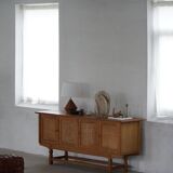 Low oak sideboard, mid-century modern, made by a Danish cabinetmaker, 1960s.