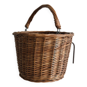 Panier en osier vintage pour vélo, panier de transport amovible avec poignée