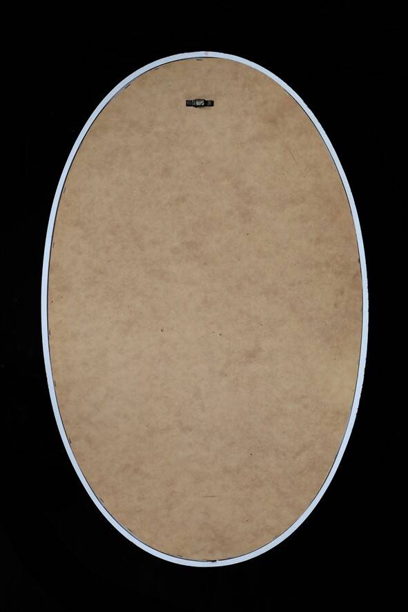 Big, oval mid-century mirror / 1960s / 1970s / white / sanded finish / Space Age