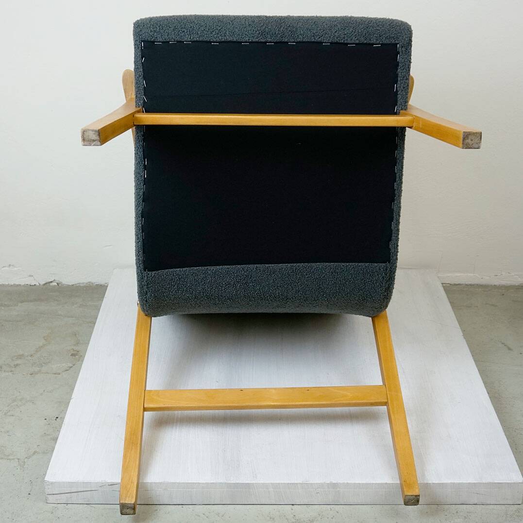 Roland Rainer Lounge Chair Café Ritter with grey bouclé.