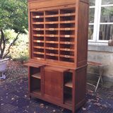 Beautiful furniture with sliding shutter of notary in oak years 30/40!! Curtain Cabinet, industrial, loft....