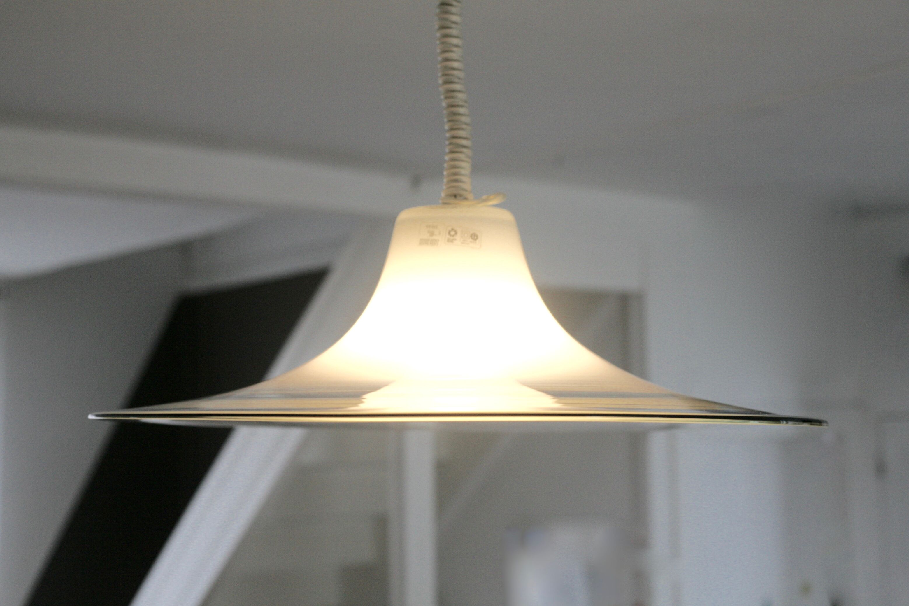 Pair of Cinea suspensions, Leucos workshop, handmade in Murano, design Giusto Toso, circa 197