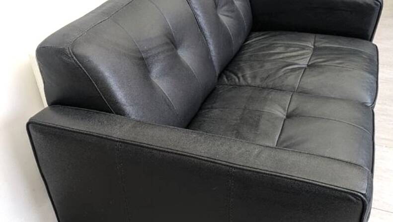 Black leather sofa