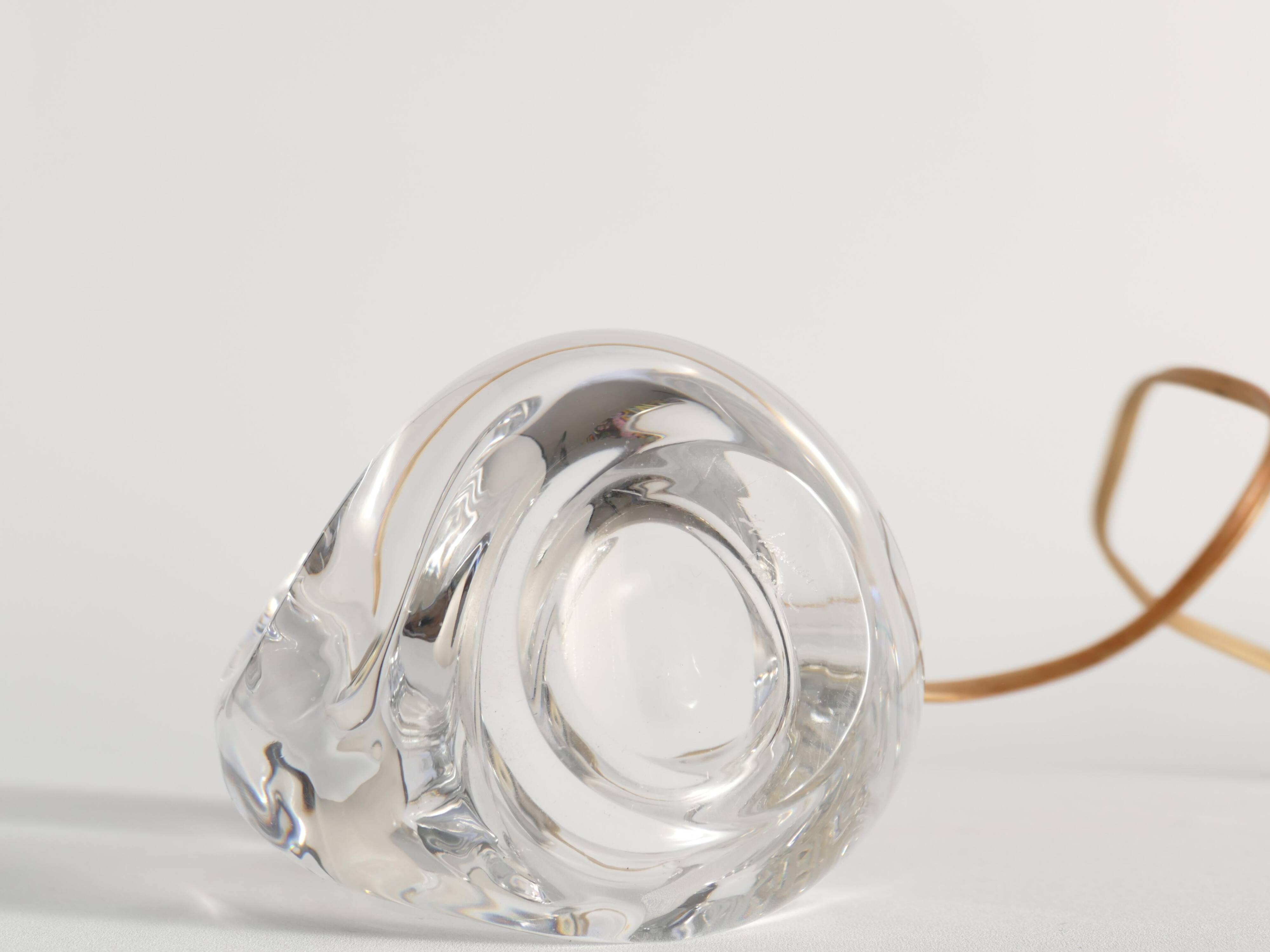 Sculptural Clear Crystal Glass Table Lamp by Schneider, France, 1950s