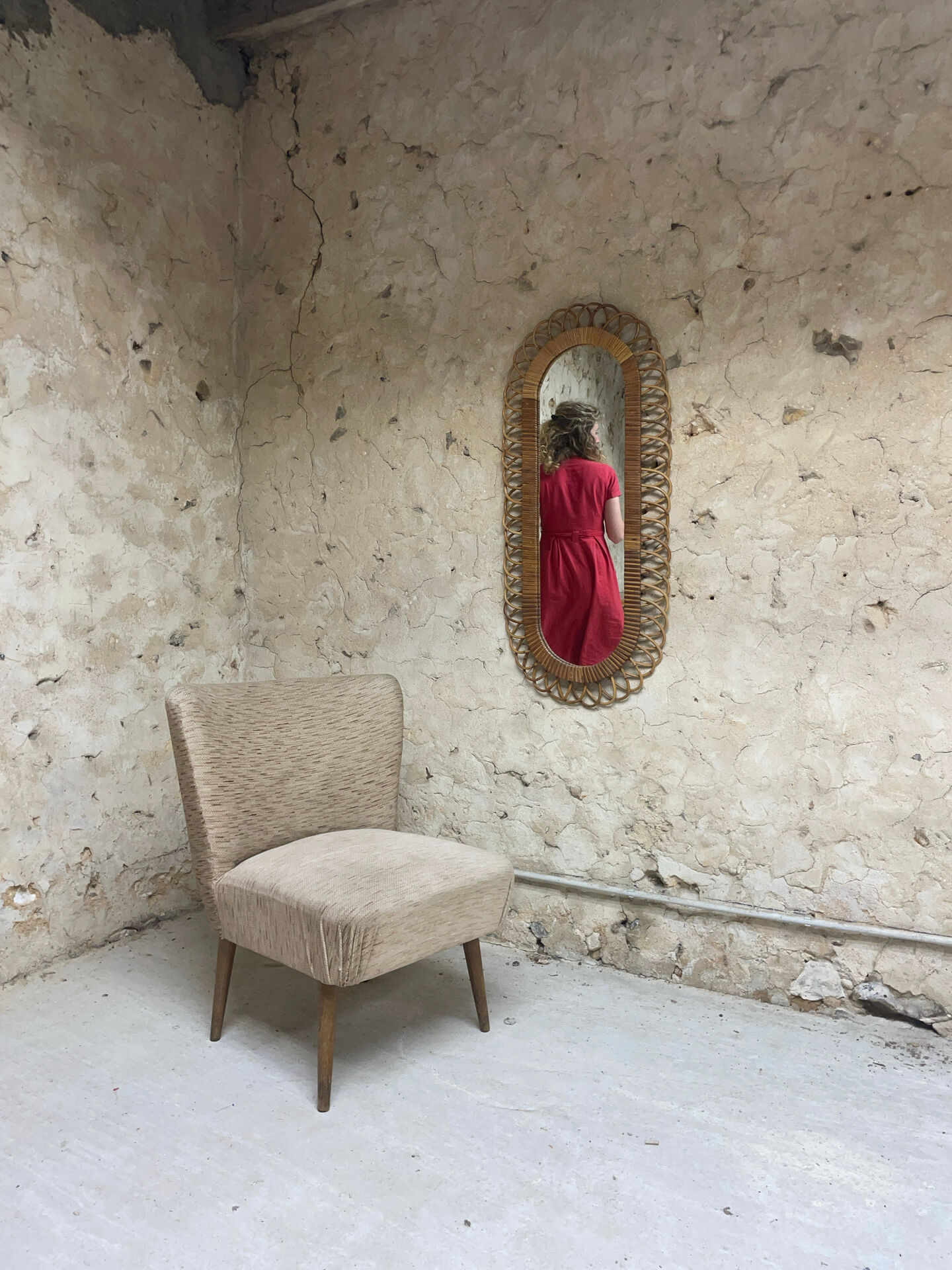Vintage rattan mirror
