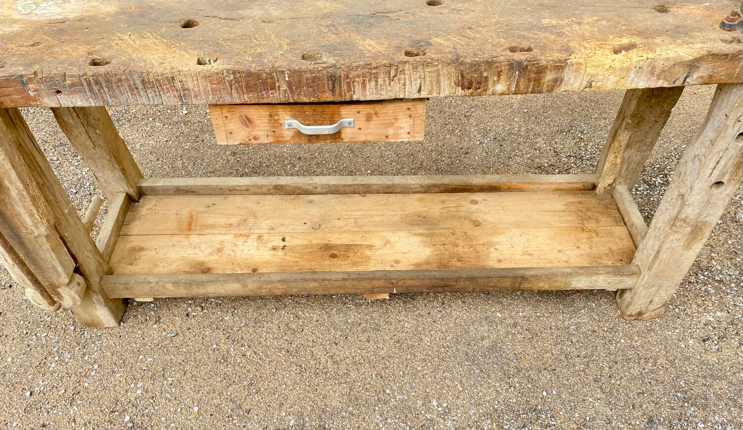 Antique French Carpenter's Workbench in Solid Beech – Early 20th Century