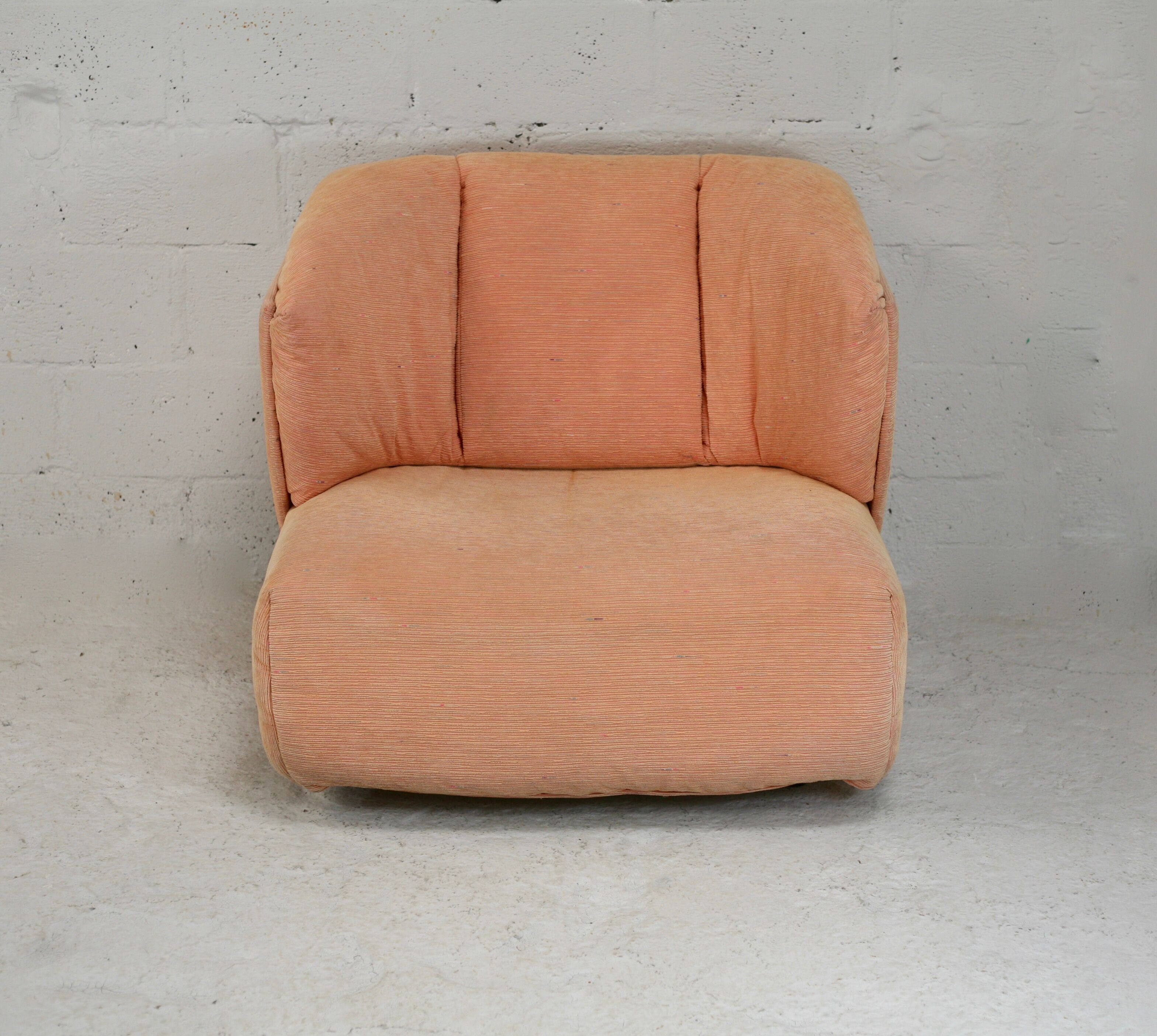 Armchair Ligne Roset, pastel orange color, France, circa 1990