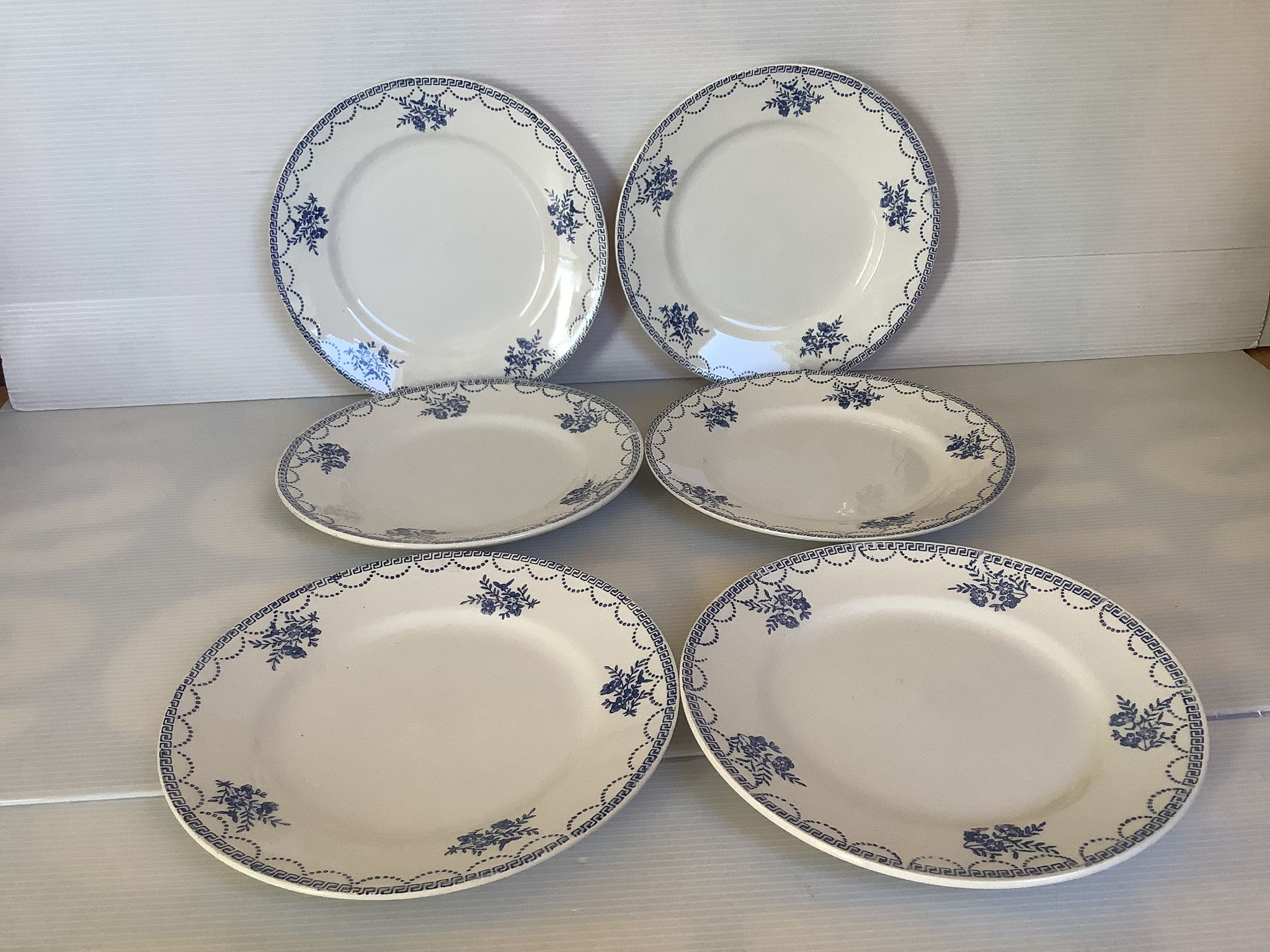 6 old earthenware plates blue flowers st Amand ceranord