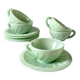 Pressed glass cups and saucers, 1950s