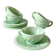 Pressed glass cups and saucers, 1950s