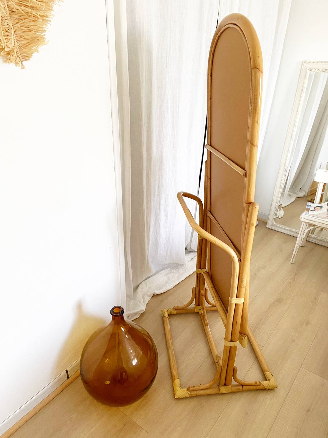 Vintage bamboo psyche mirror