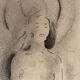 Painting signed charcoal woman buddha zen attitude