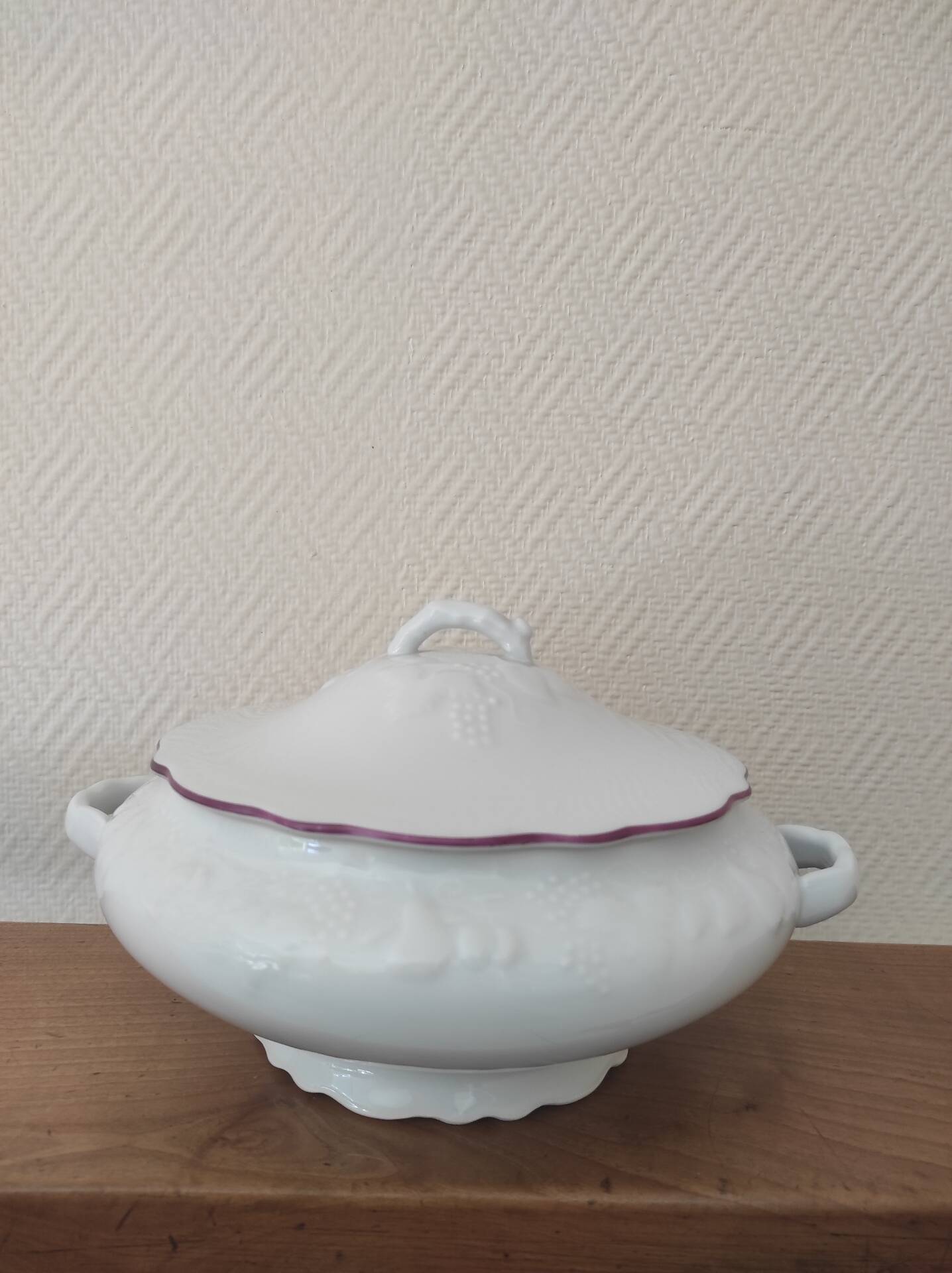 Vegetable soup tureen porcelain Ph. Deshoulière California series decoration