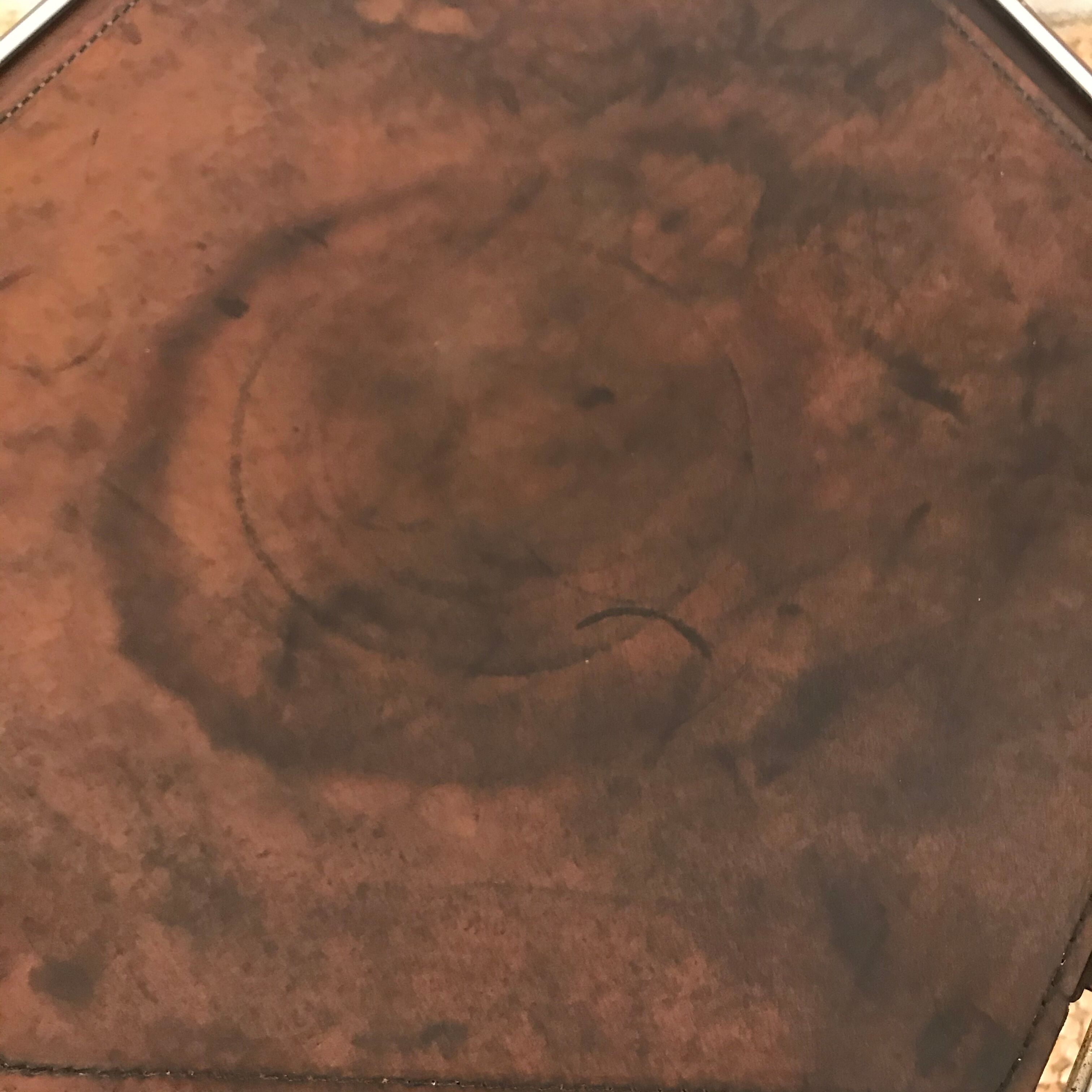 Leather and metal side table, René Bertoux by Group. SA. 1970