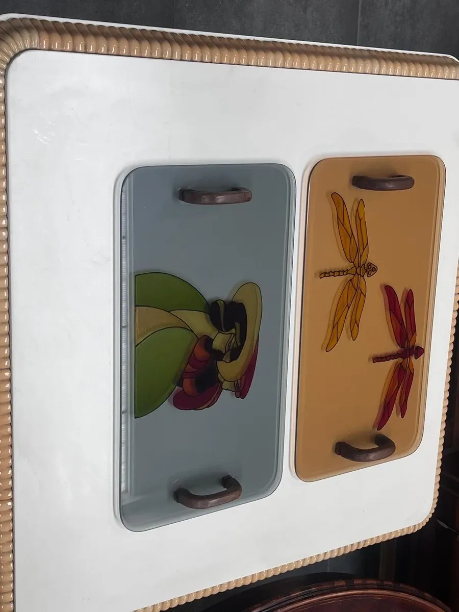 Set of 2 artistic trays, Italy, 1980s