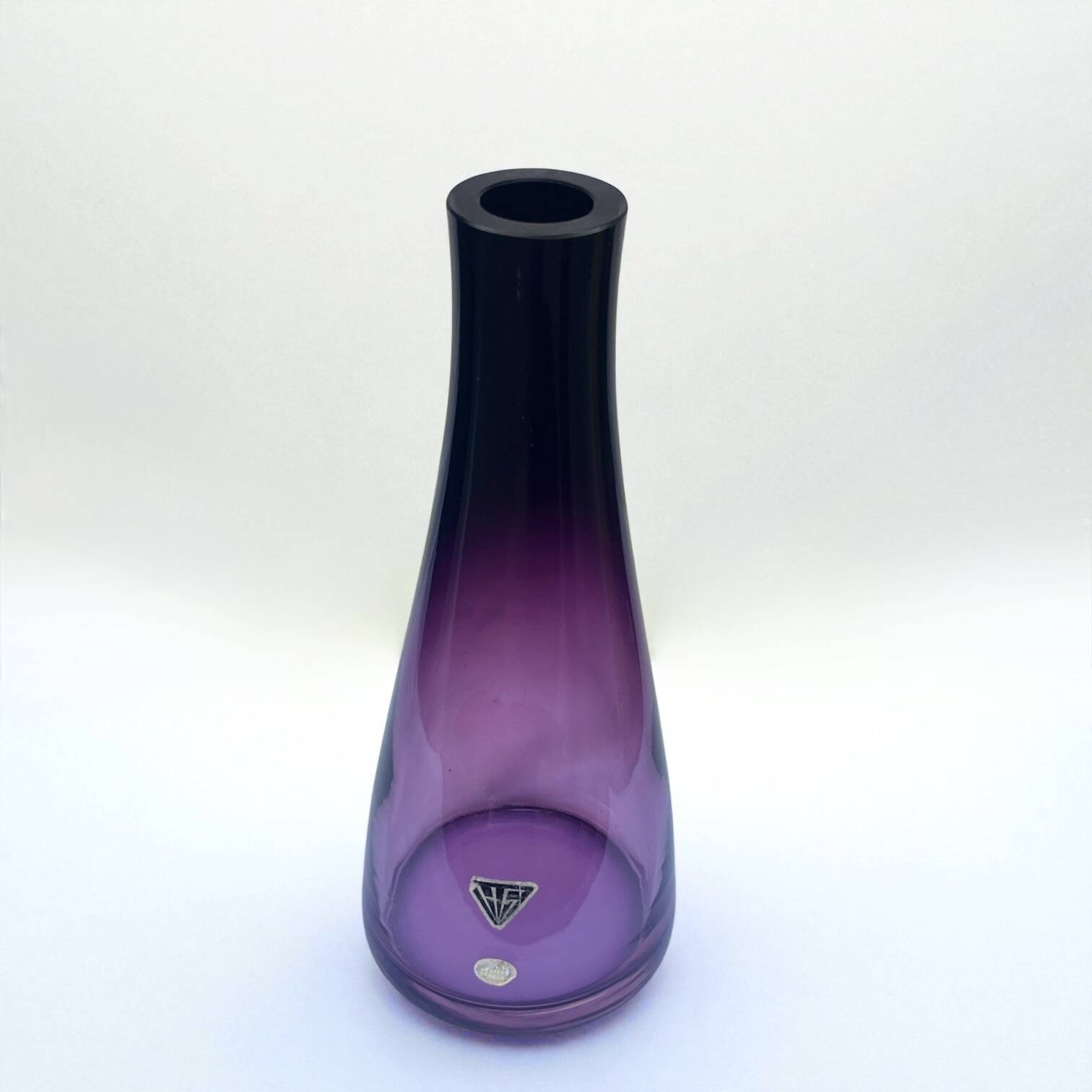 Vintage vase in purple gradient glass by Hessen Glaswerke, West Germany, 1960