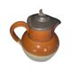 Old brown and beige Langley Mill 19th century pitcher with its pewter lid