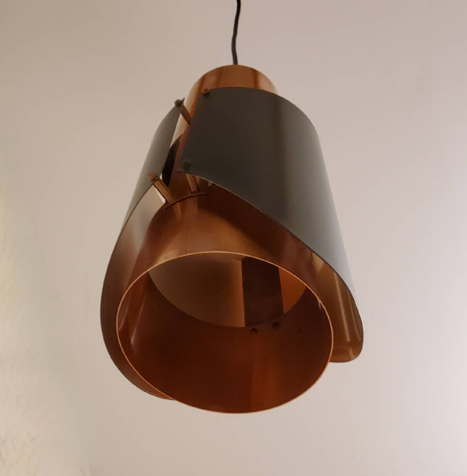 Vintage black brass 'østerport' pendant and wall lamp by Bent Karlby for Lyfa, Denmark 1960s