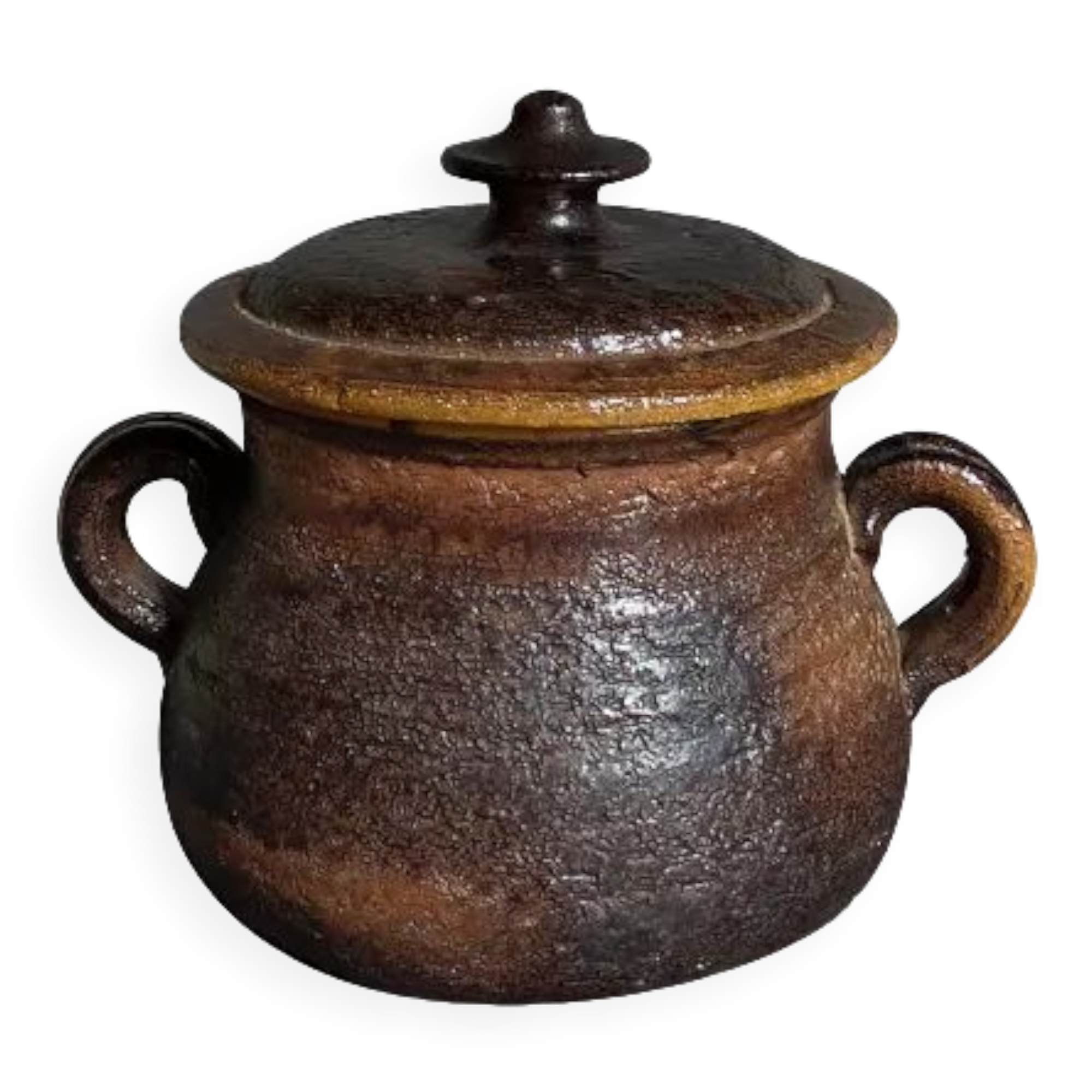 Ceramic covered pot by Jean Marais signed, Vallauris 80s