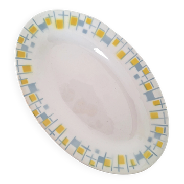 Ravier / Plat apéritif jaune et bleu l'Amandinoise