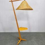 Mid-Century Floor Lamp with Rattan Shade, Czechoslovakia, 1960s
