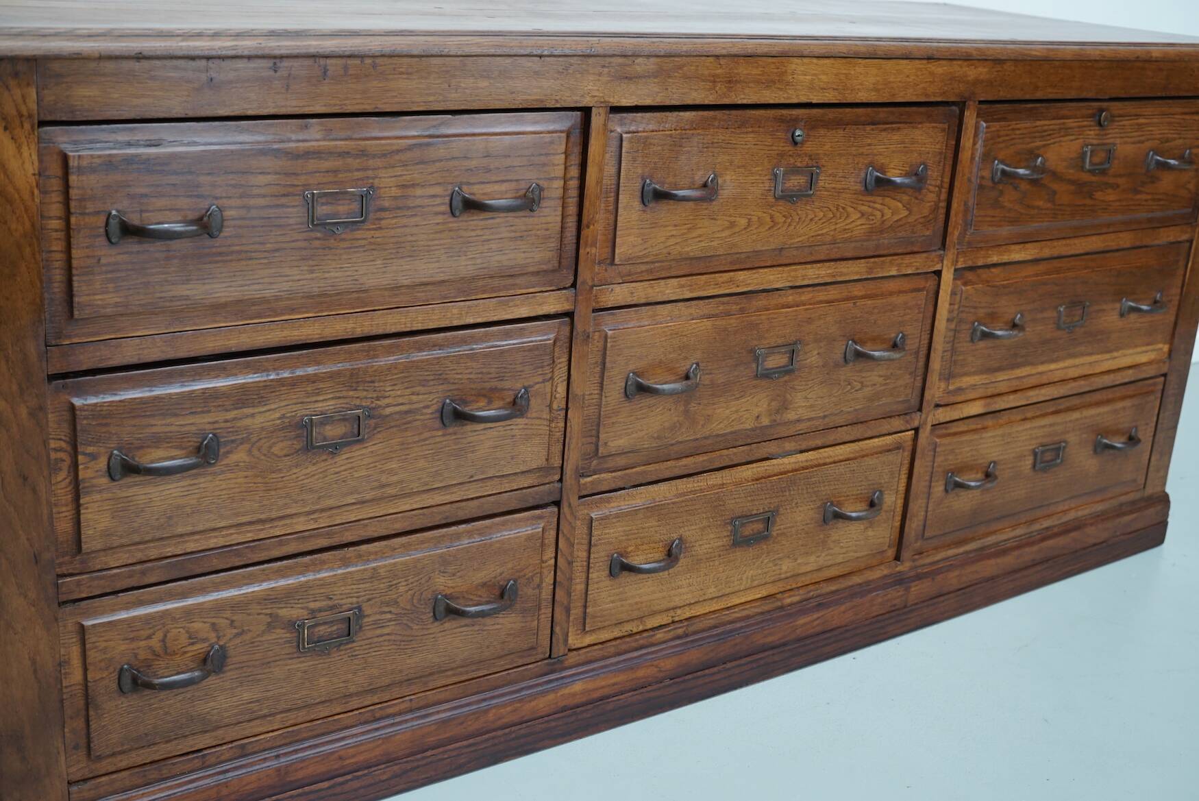 Antique French Oak Apothecary / Filing Cabinet / Kitchen Island, 1920/30s