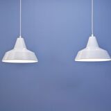 Set of 2 danish hanging lamps in white by Nordisk Solar, 1980s