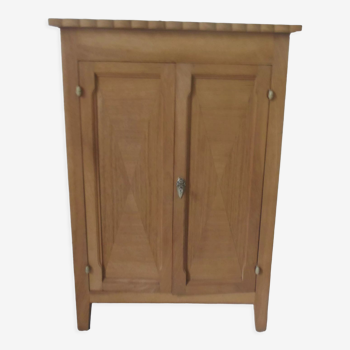 Vintage furniture 2 doors, shallow depth wood inlaid waxed finish,