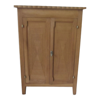 Vintage furniture 2 doors, shallow depth wood inlaid waxed finish,