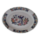 Large oval white ceramic platter, decorated with peacocks and vintage flowers