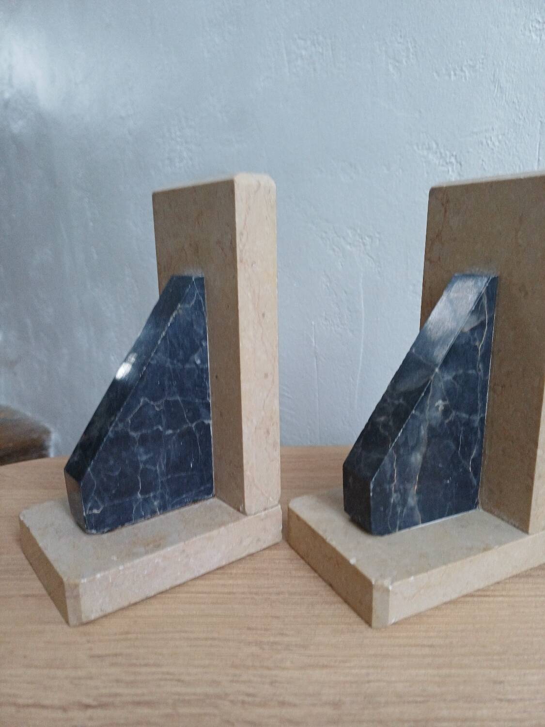2 Stone Bookends – Art Deco Minimalist Design, France, c. 1930s–1950s