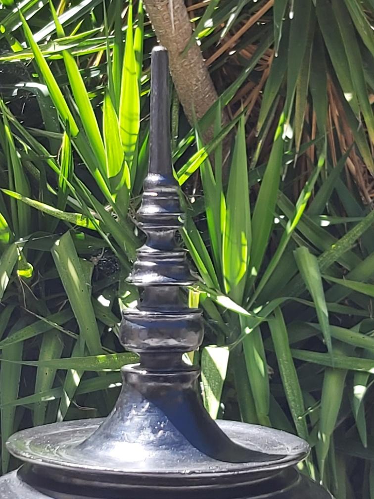 Ancient Burmese laywood offering pot