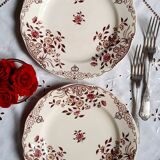 Assiettes plates anciennes dépareillées en faïence terre de fer