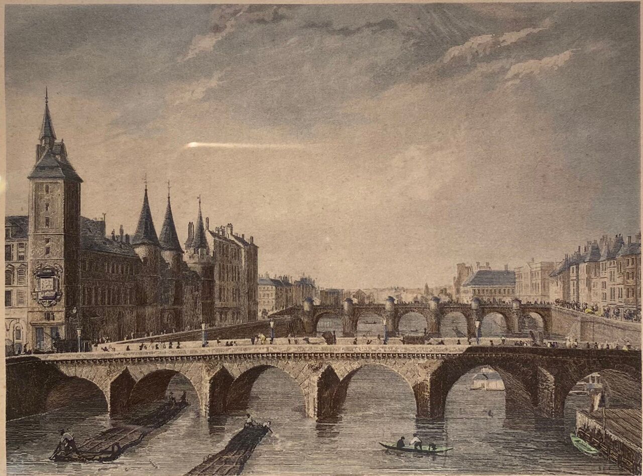 Color engraving, the bridge to change, Paris