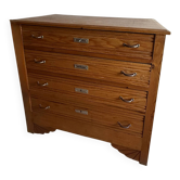 Commode 4 tiroirs bois brut et chrome - esprit art déco