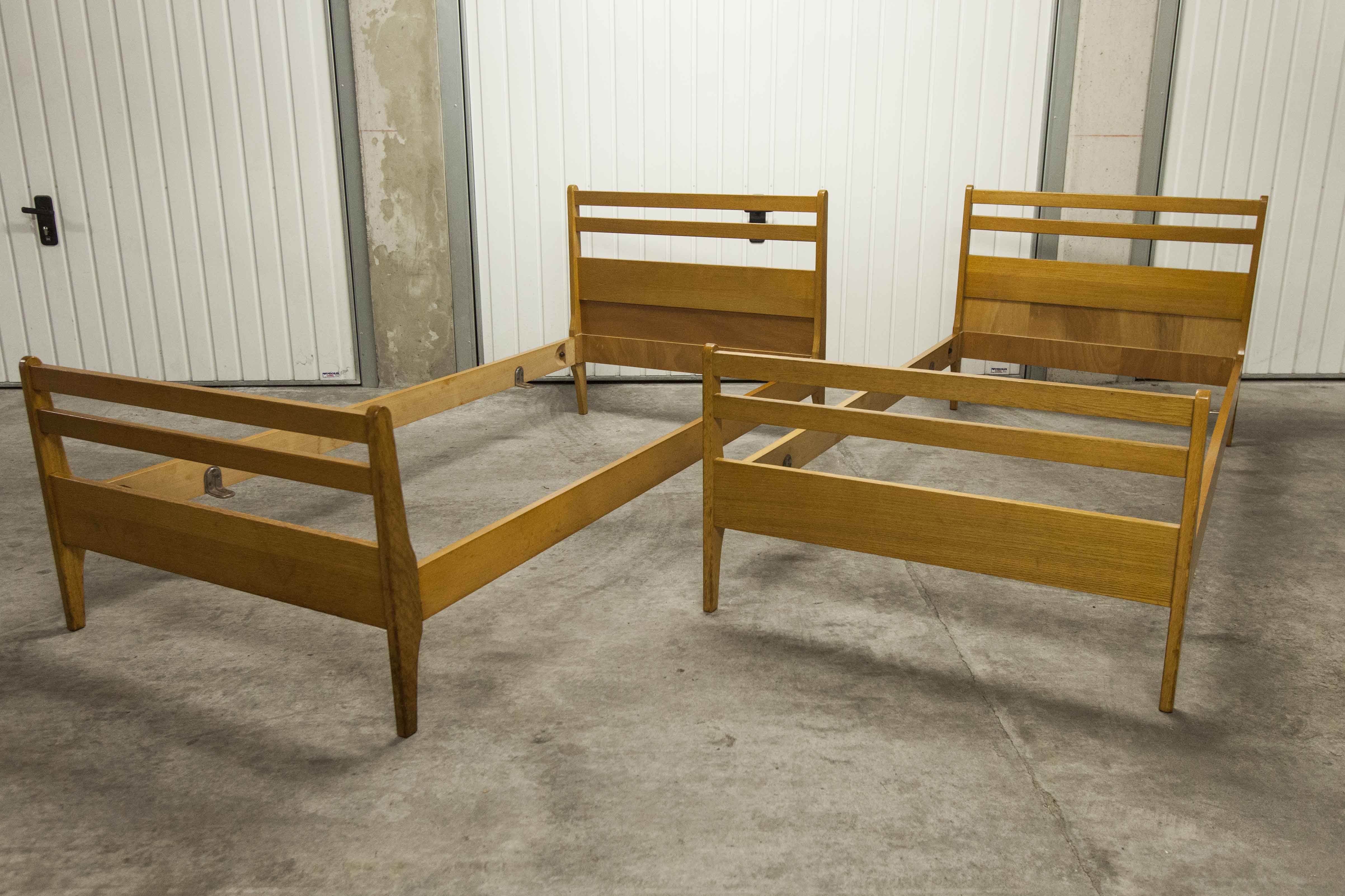 Pair of 1960 Scandinavian twin beds in solid beech