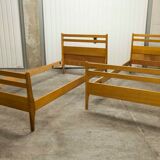 Pair of 1960 Scandinavian twin beds in solid beech