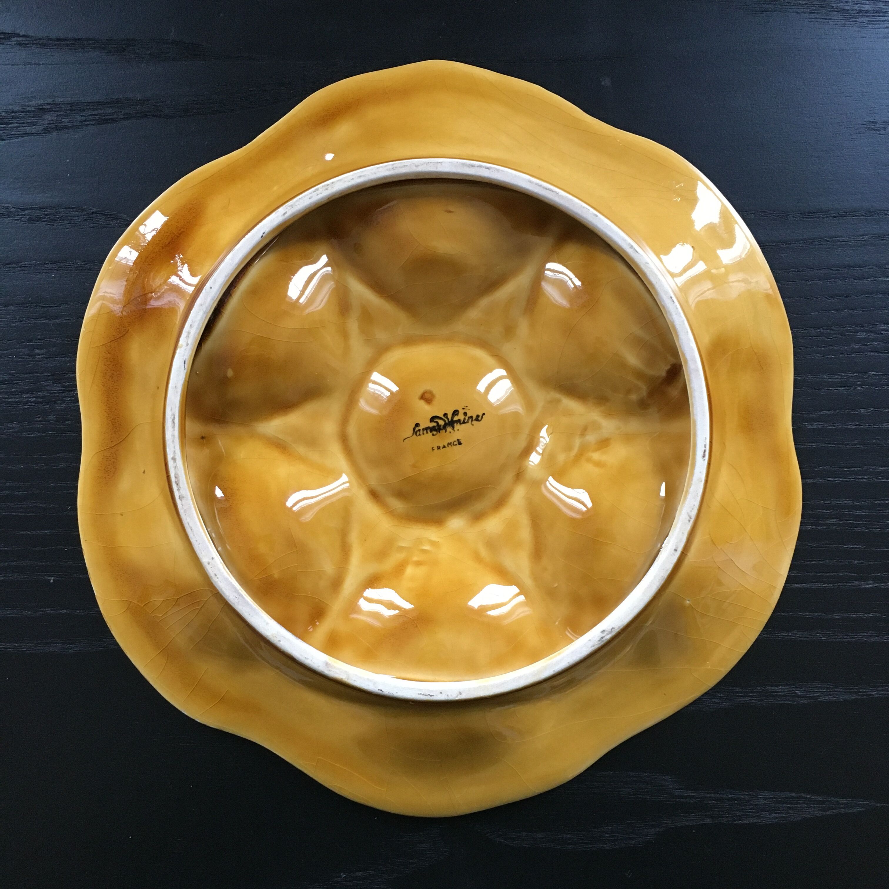 Amber oyster plate Sarreguemines