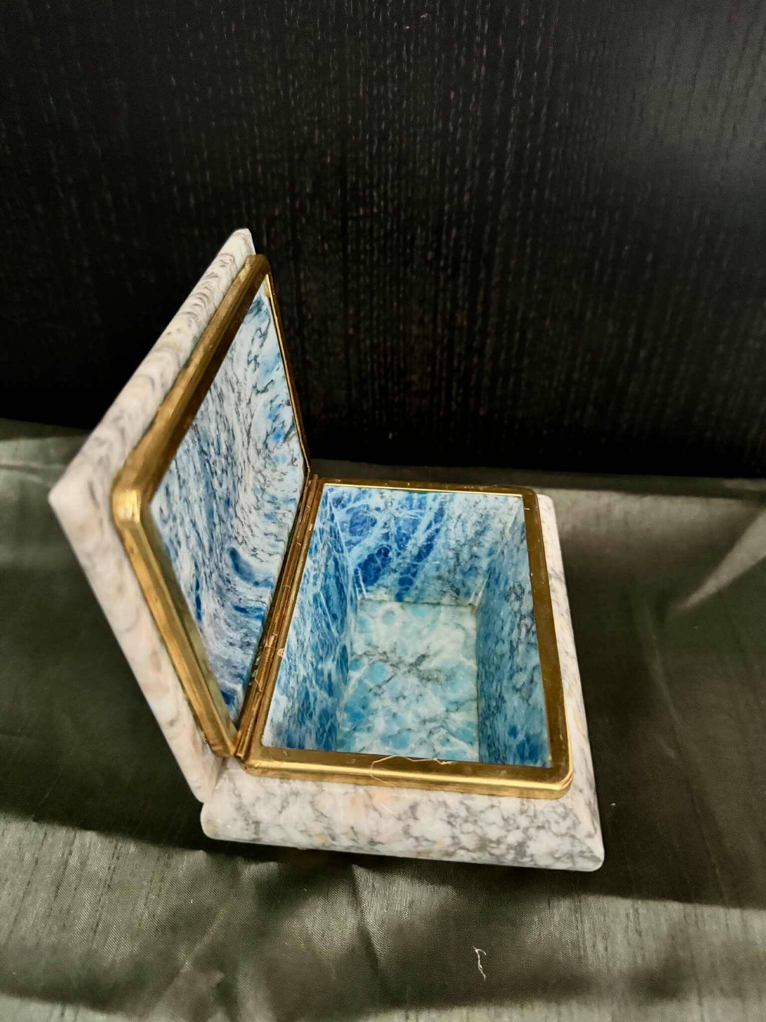Ashtray, blue-grey marble box from the 1960s, vintage Italy.