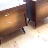 Pair of bedside tables with compass feet / vintage 50s-60s
