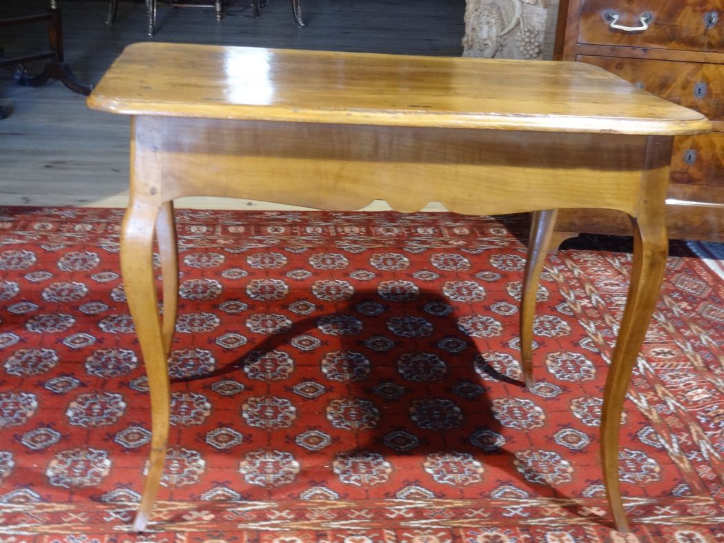 Cherry table, eighteenth century, Louis XV with two drawers