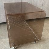 Michel Dumas' record player holder for Roche Bobois 1970 in Lucite