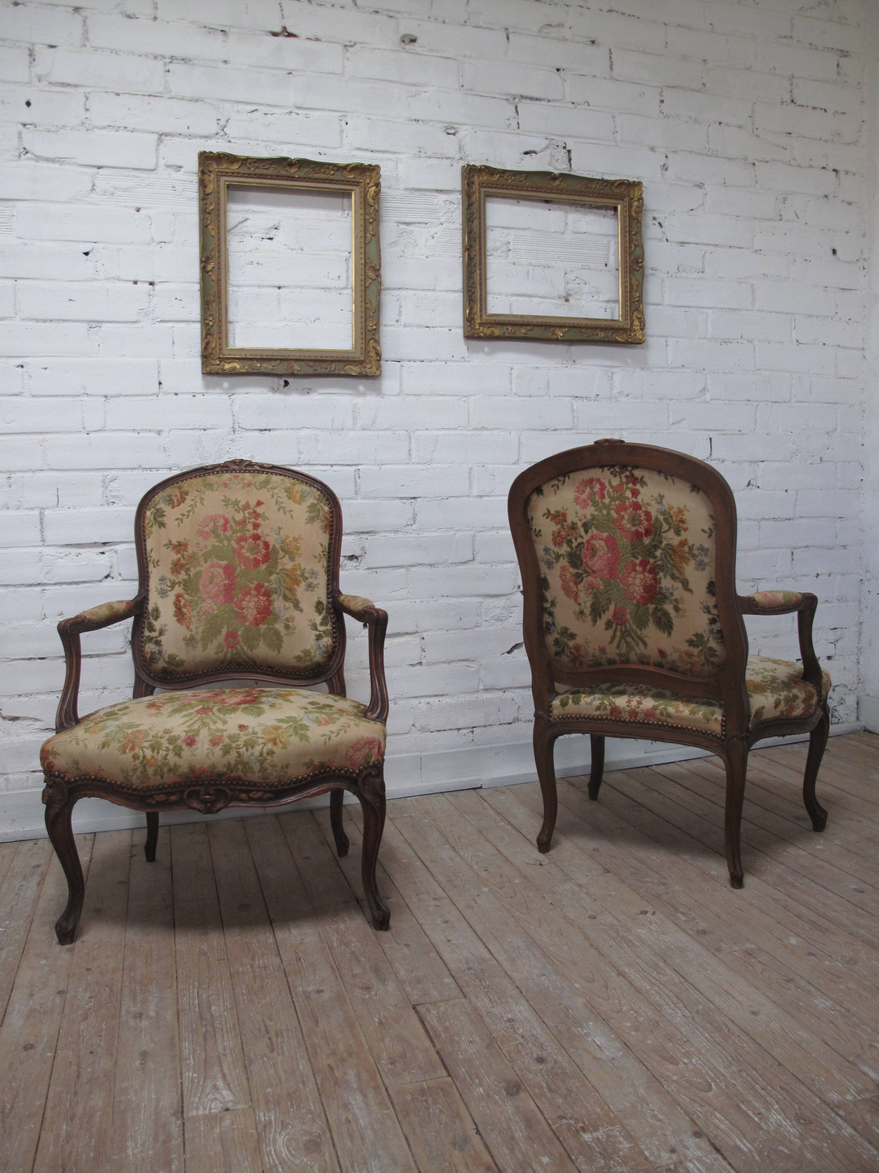 2 Louis XV convertible armchairs