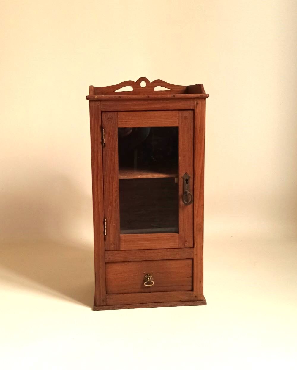 Wall display case early 20th Solid Burmese teak Height 55 cm